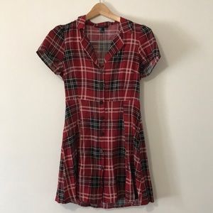 Plaid Short Sleeve Button Down Dress